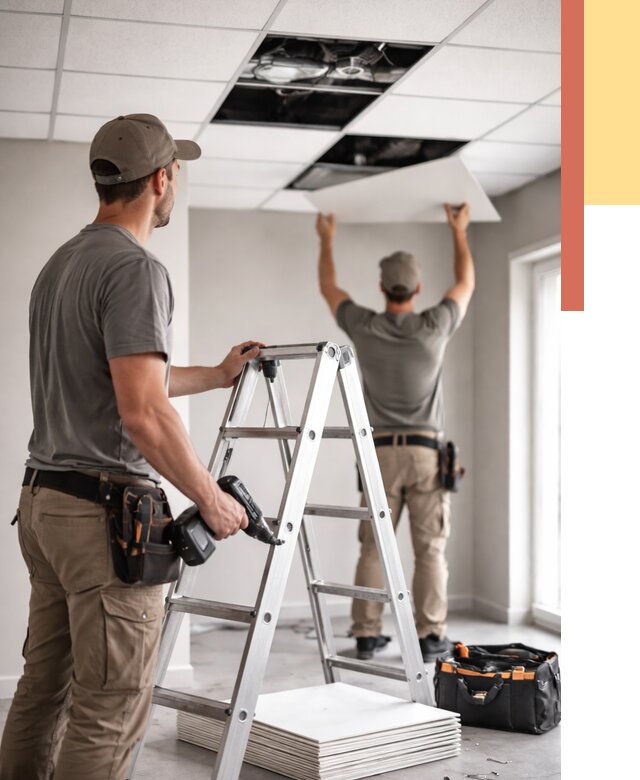 Обслуживание подвесного потолка в Угличе от 3647 руб. — быстро и недорого | ОТДЕЛОЧНИК-Глч