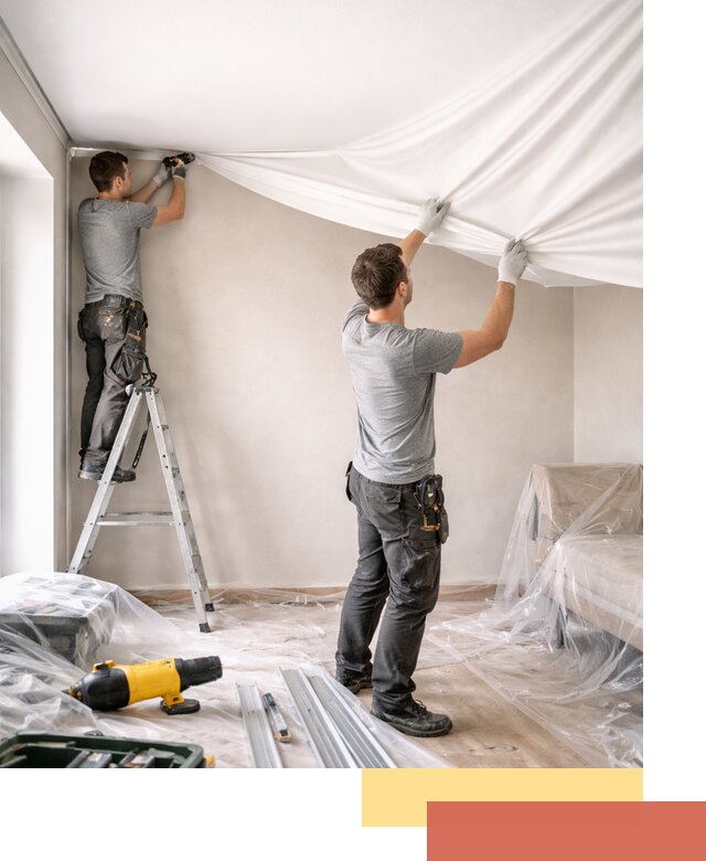 Монтаж тканевого натяжного потолка в Угличе недорого и быстро