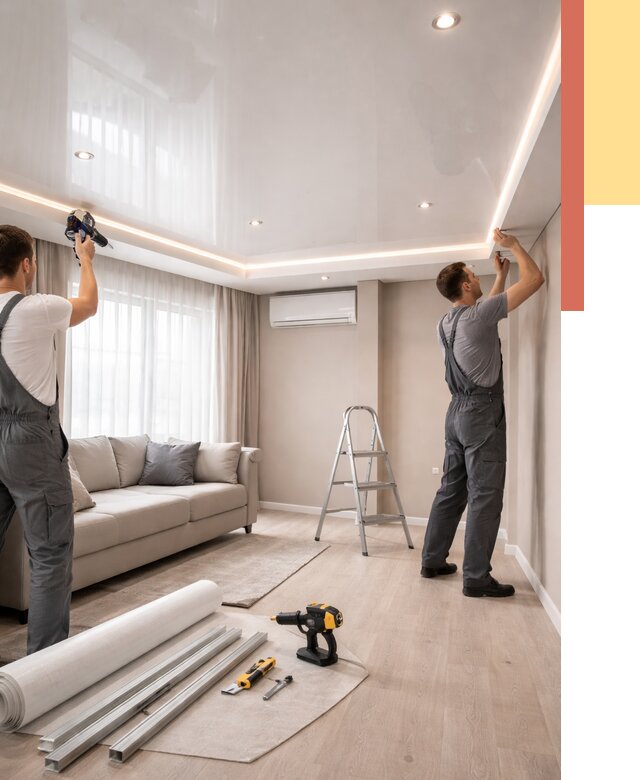 Монтаж глянцевого натяжного потолка в Угличе от 782 руб. под ключ | ОТДЕЛОЧНИК-Глч