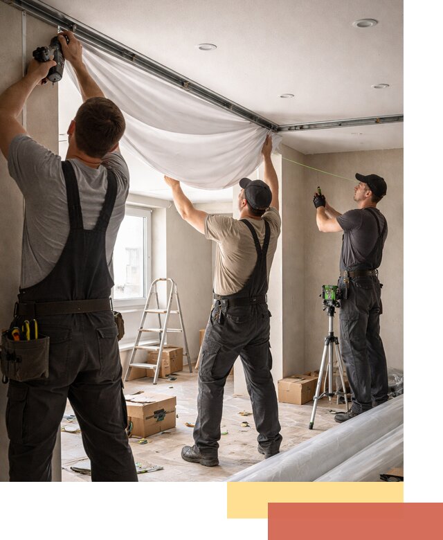 Монтаж парящего натяжного потолка под ключ в Угличе