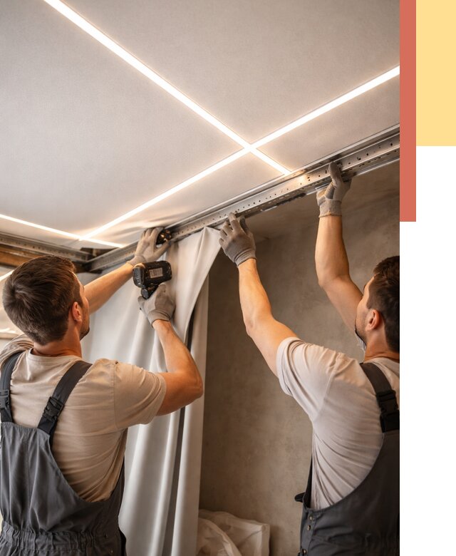 Монтаж натяжного потолка со световыми линиями в Угличе от 1250 руб. | ОТДЕЛОЧНИК-Глч