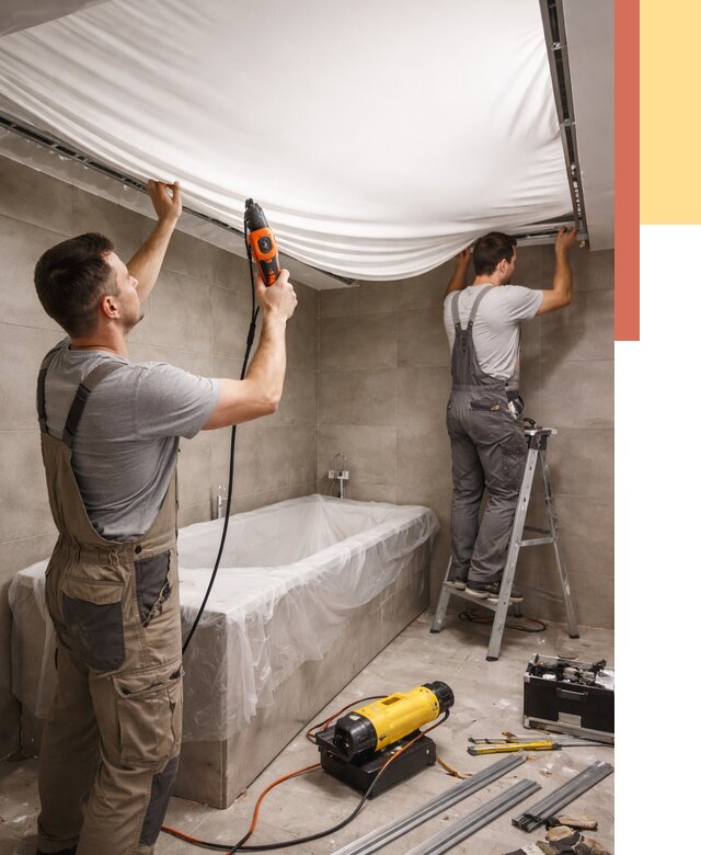 Монтаж натяжного потолка в ванной в Угличе от 1250 руб. под ключ | ОТДЕЛОЧНИК-Глч