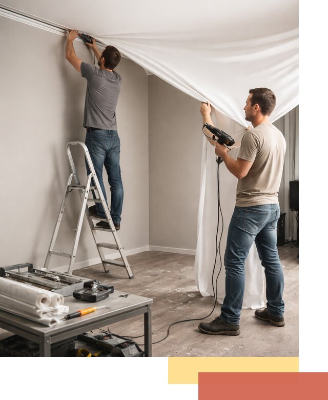 Монтаж натяжного потолка в студии в Угличе