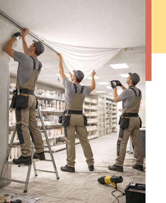 Монтаж натяжного потолка в магазине в Угличе от 4689 руб. быстро и недорого | ОТДЕЛОЧНИК-Глч