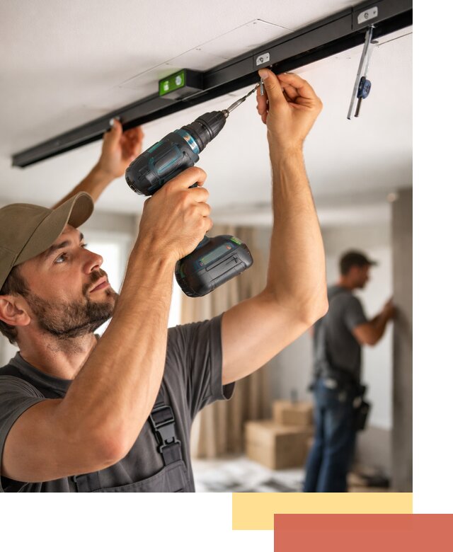 Установка трековых светильников в натяжной потолок в Угличе