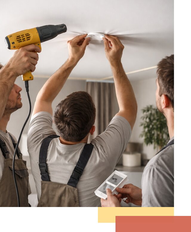 Ремонт прокола полотна натяжного потолка в Угличе