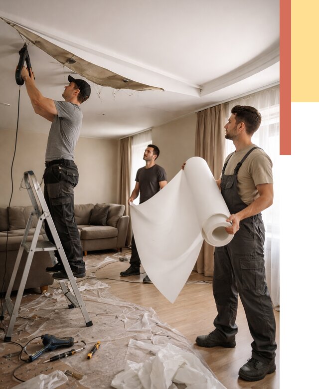 Замена полотна натяжного потолка в Угличе от 9899 руб. быстро и недорого | ОТДЕЛОЧНИК-Глч