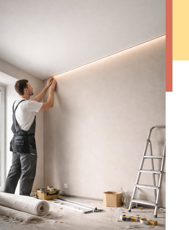 Теневые натяжные потолки в Угличе от 8544 руб. под ключ | ОТДЕЛОЧНИК-Глч