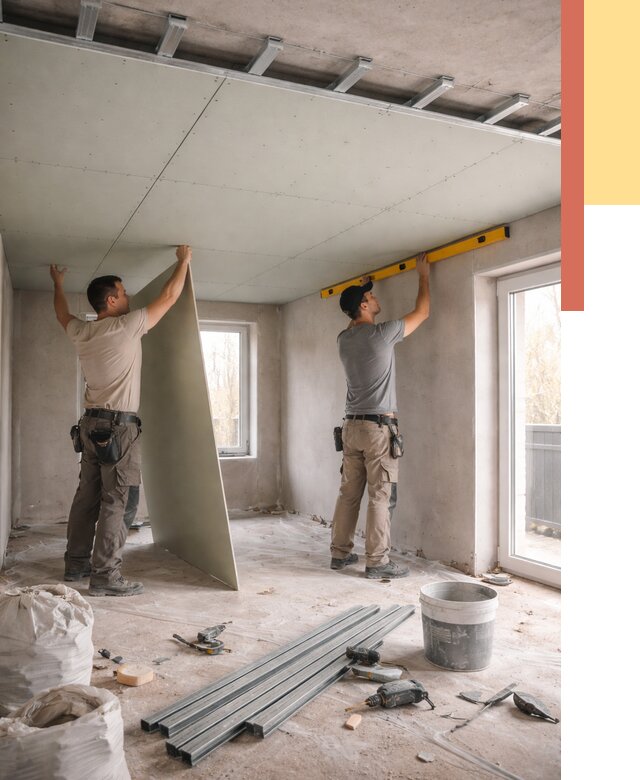 Одноуровневый потолок из гипсокартона в Угличе от 782 руб. — монтаж под ключ | ОТДЕЛОЧНИК-Глч