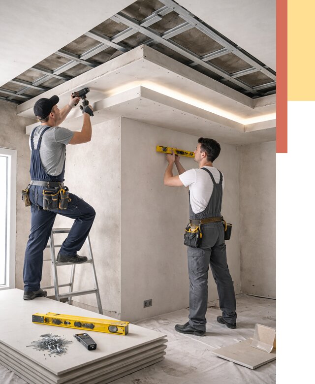 Двухуровневый потолок из гипсокартона в Угличе от 1511 руб. под ключ | ОТДЕЛОЧНИК-Глч