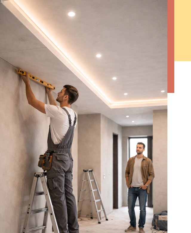 Потолок из гипсокартона с подсветкой в Угличе от 782 руб./м2 под ключ | ОТДЕЛОЧНИК-Глч