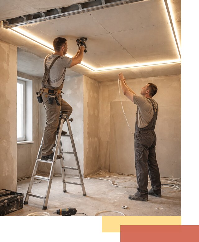 Потолок из гипсокартона с подсветкой в Угличе