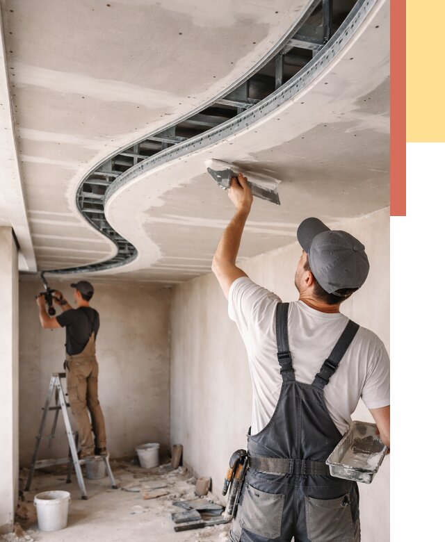 Криволинейный потолок из гипсокартона в Угличе от 2188 руб./м2 | ОТДЕЛОЧНИК-Глч