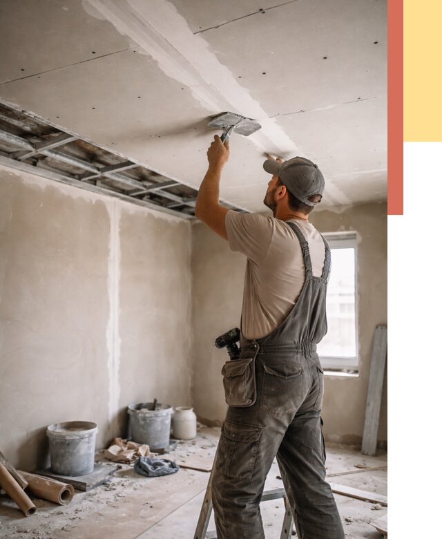 Ремонт потолка из гипсокартона в Угличе от 677 руб./м² — быстро и недорого | ОТДЕЛОЧНИК-Глч