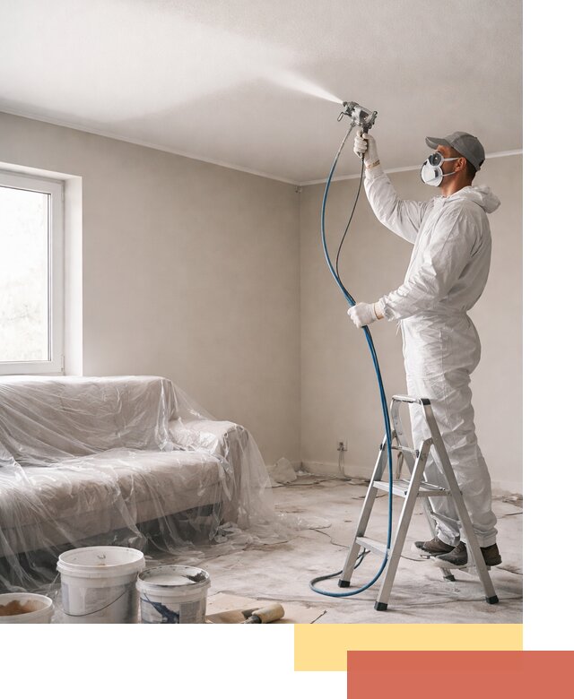 Покраска потолка краскопультом в Угличе быстро и качественно