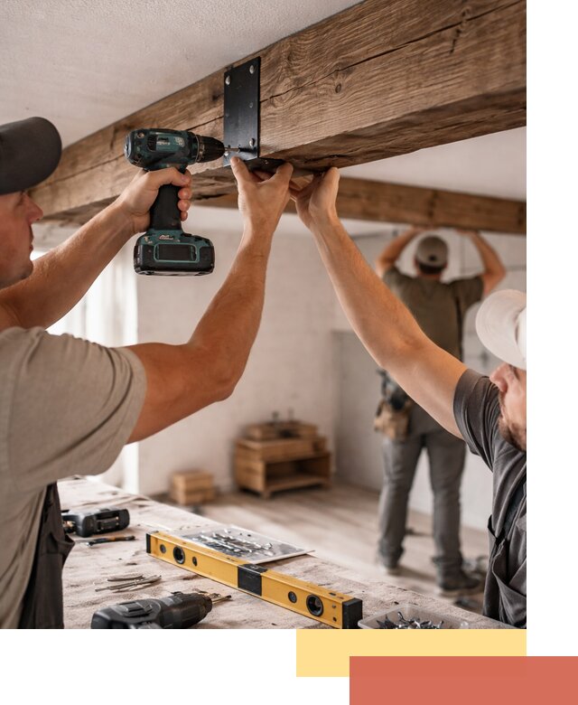 Монтаж декоративных потолочных балок в Угличе